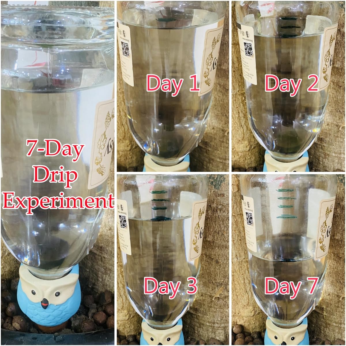 QinSuiKai 4 Pack Terra Cotta Watering Spikes, Owl Shape Terracotta Watering Spike, Vacation Self Watering Planter Insert, Automatic Plant Waterer for Indoor Outdoor Plants