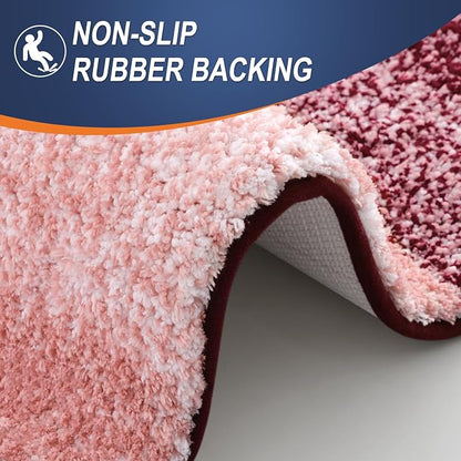 OLANLY Bathroom Runner Rugs Mat 59x24, Extra Soft Absorbent Microfiber Bath Rugs, Rubber Backing, Quick Dry, Washable Long Bath Mats for Bathroom Floor, Tub and Shower, Home Decor Accessories, Red