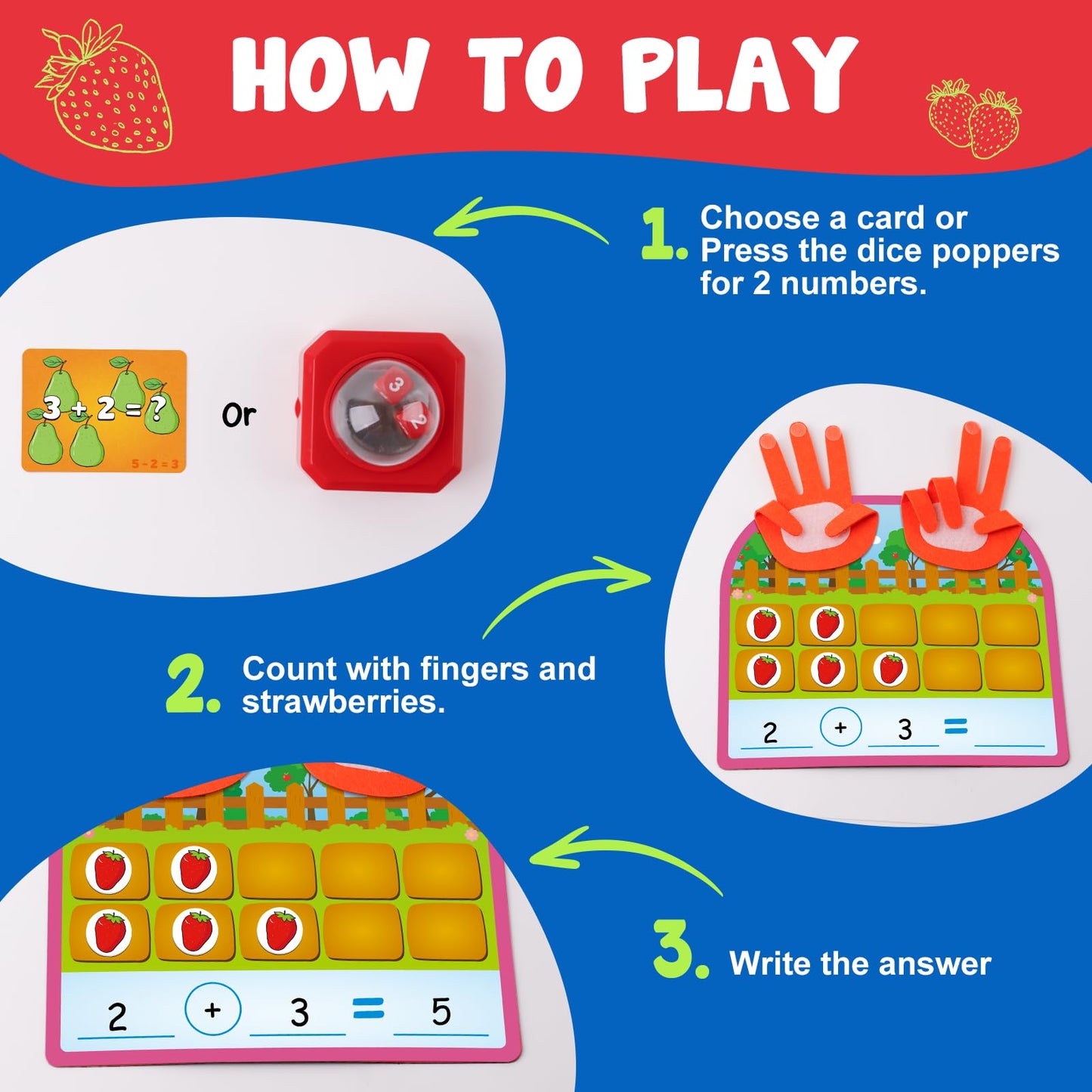 Torlam Magnetic Ten-Frame Set,Finger Number Counters for Kids Math Manipulatives,Counting Blocks for Math Games Addition Subtraction Practice,1st 2nd 3rd Grade Kindergarten Number Blocks Learning Toy