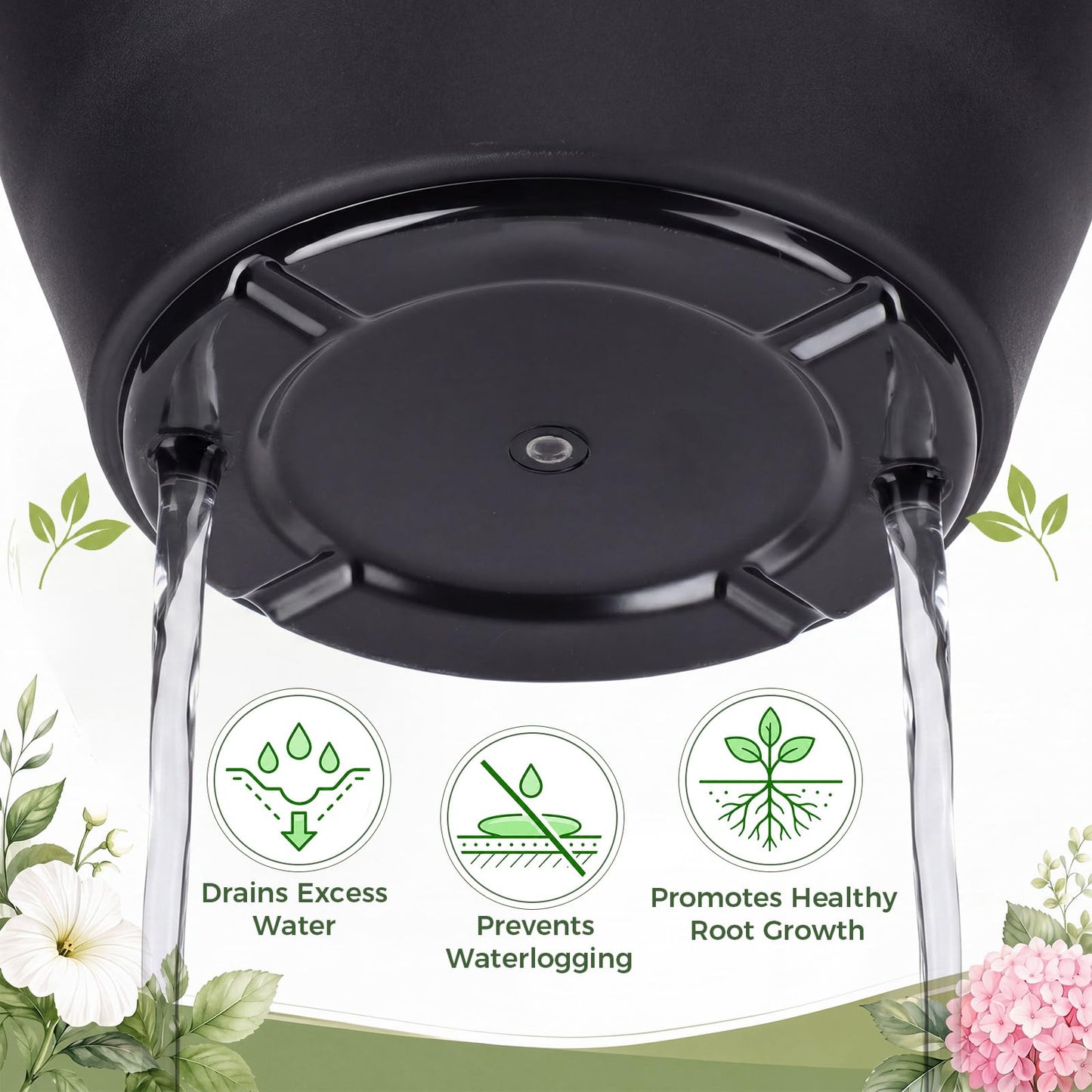 Romooa 20 Pack 10 Inch Plant Pots Bulk with Drainage Holes Heavy Duty Black Plastic Garden Planters Mordern Flower Pots for Indoor Outdoor Garden Patio Balcony