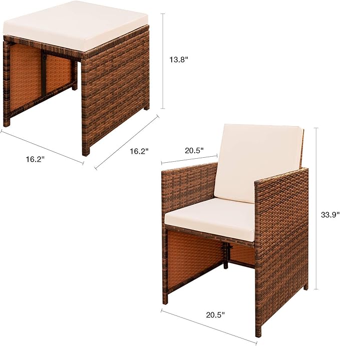Devoko 4 Pieces Patio Wicker Furniture Set Outdoor Patio Chairs