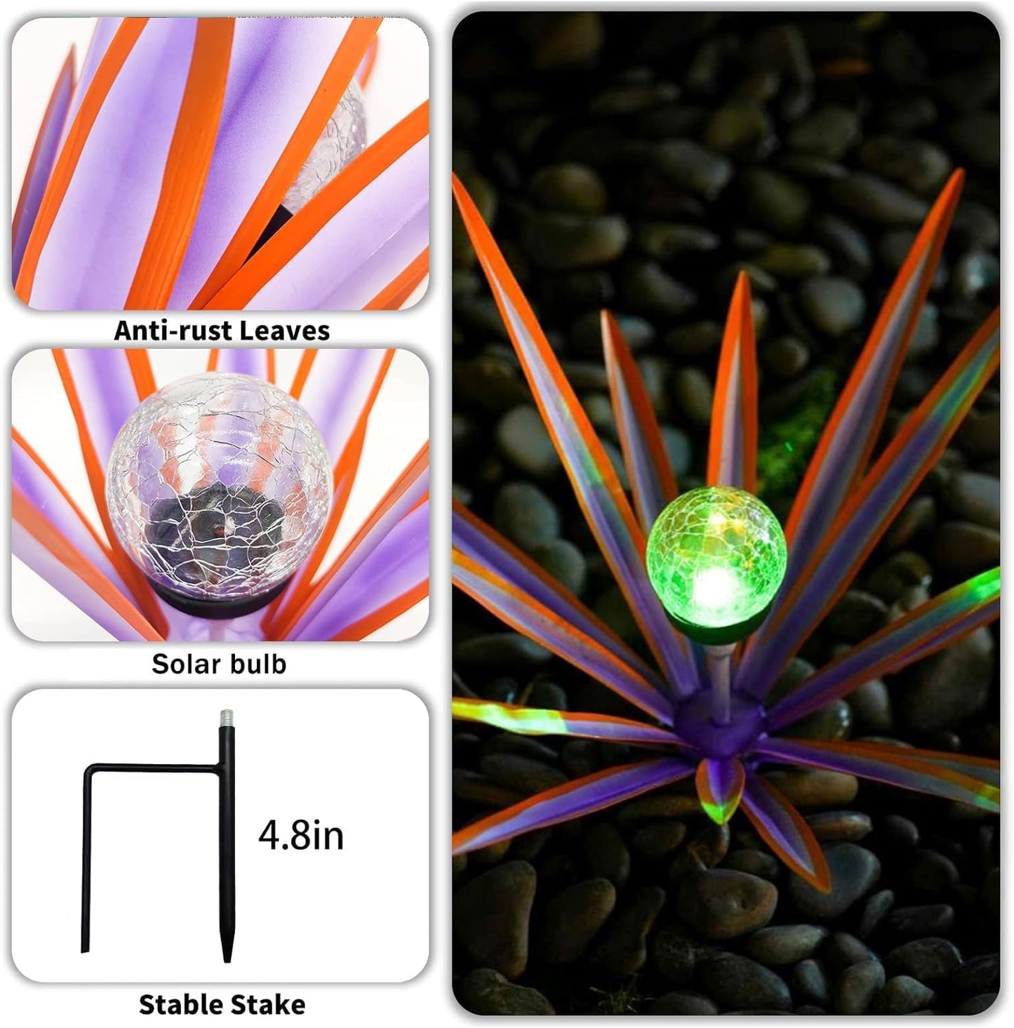 LCJECV Metal Agave Plant Garden Art, 2 Pack Tequila Rustic Sculpture, Rustic Metal Agave Plants Garden Lawn Home Ornaments, for Yard Stakes, Garden Figurines, Outdoor Patio (2 PCS Purple with Light)