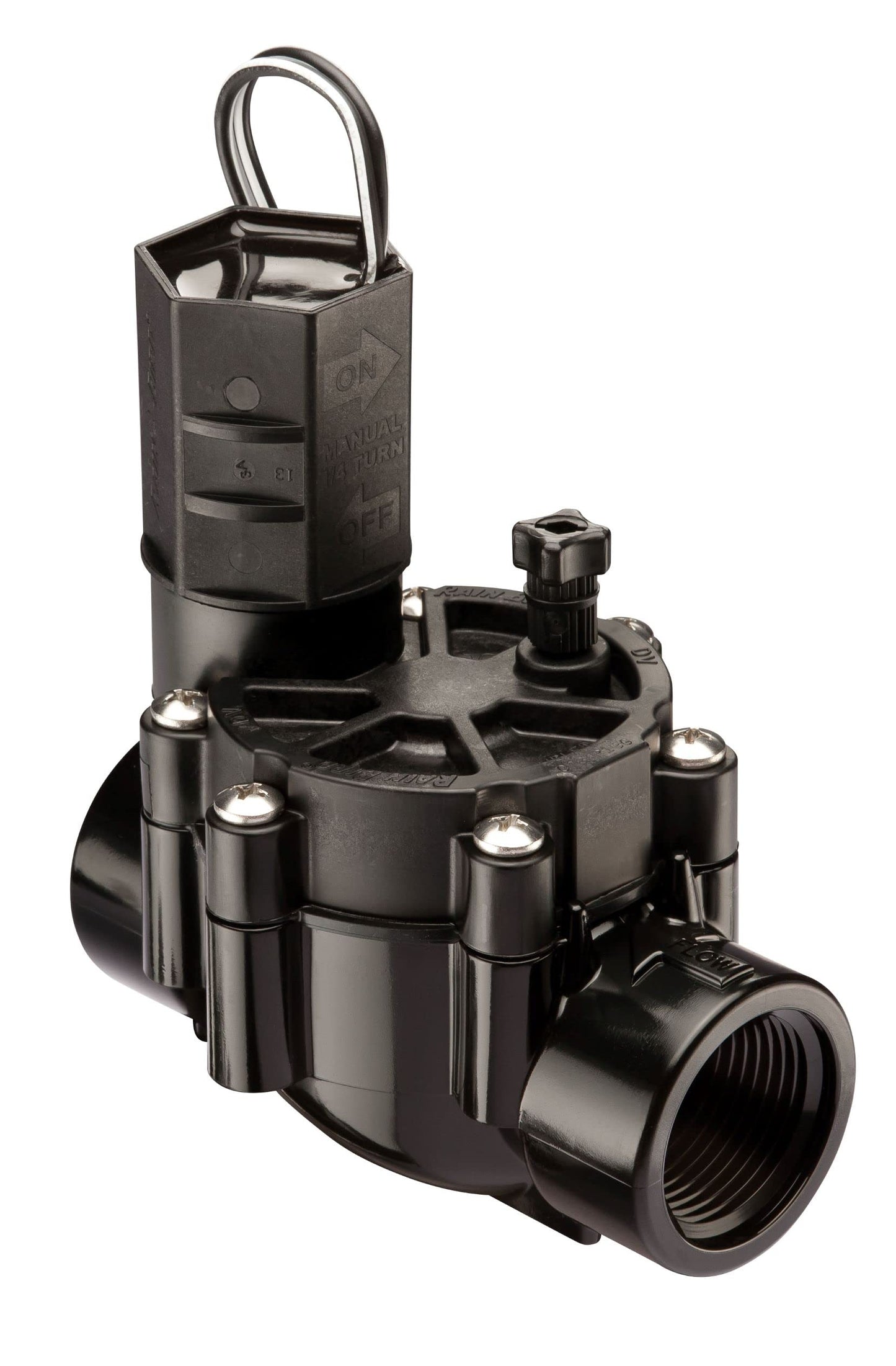 Rain Bird CPF100 In-Line Automatic Sprinkler Valve with Flow Control, 1" Threaded x Female, Black
