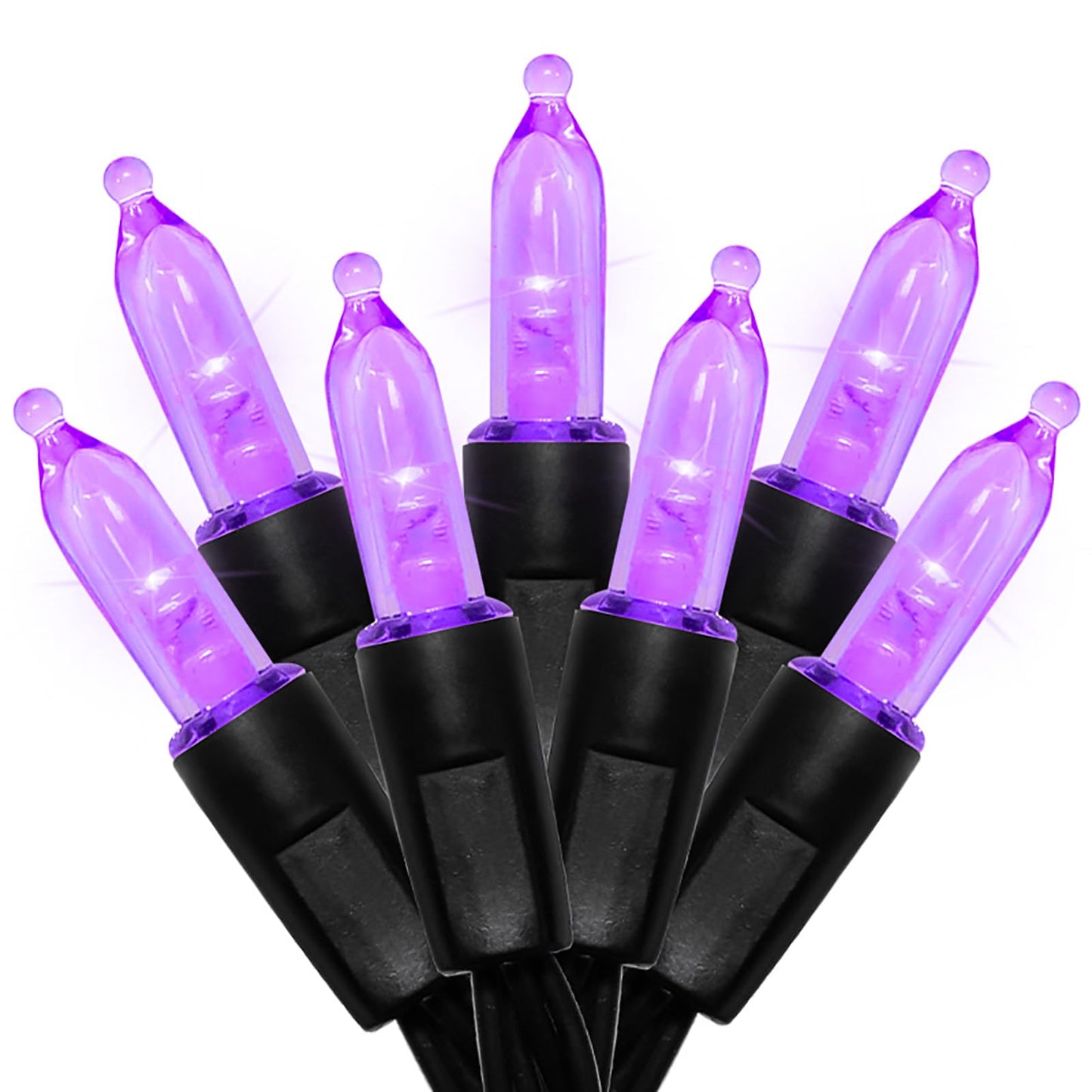 MULTI-SPARKING Battery Operated Halloween Lights 16ft 50 LED Mini String Lights for Small Tree, Wreath, Crafts, Indoor/Outdoor Halloween Decor, 8 Modes & Memory Function, Black Wire-Purple