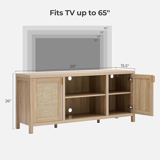 SICOTAS Rattan TV Stand for Living Room