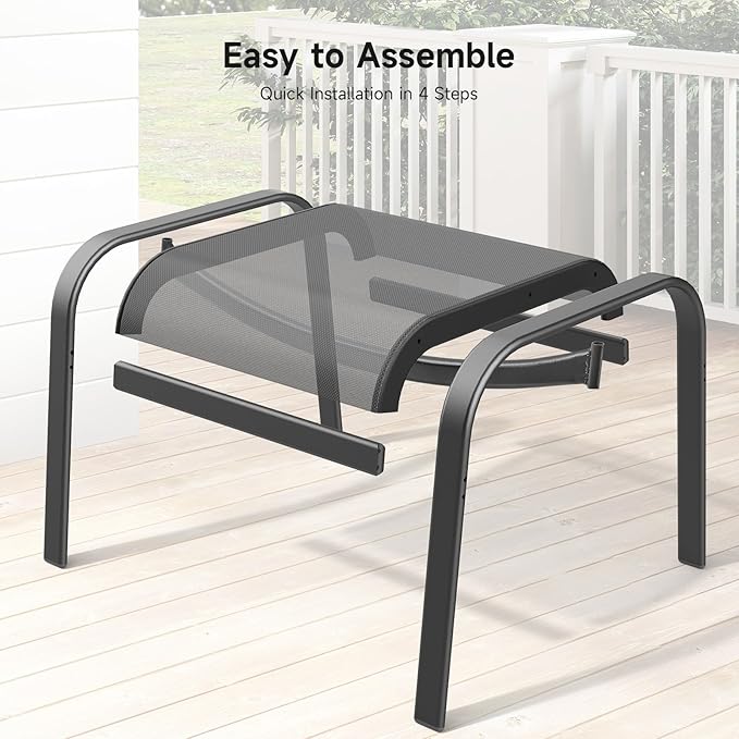 ONBRILL Outdoor Ottoman Set of 2, All Weather Outdoor Foot Stool