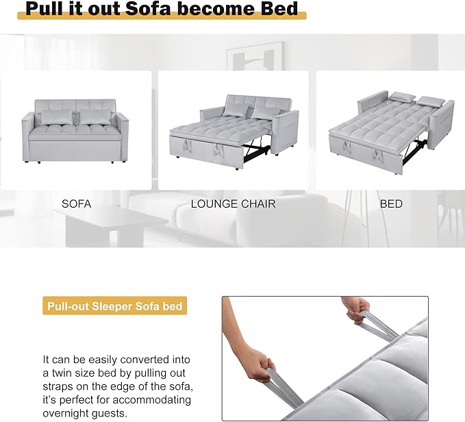 Convertible Sleeper Sofa Bed, Loveseat Sleeper Sofa