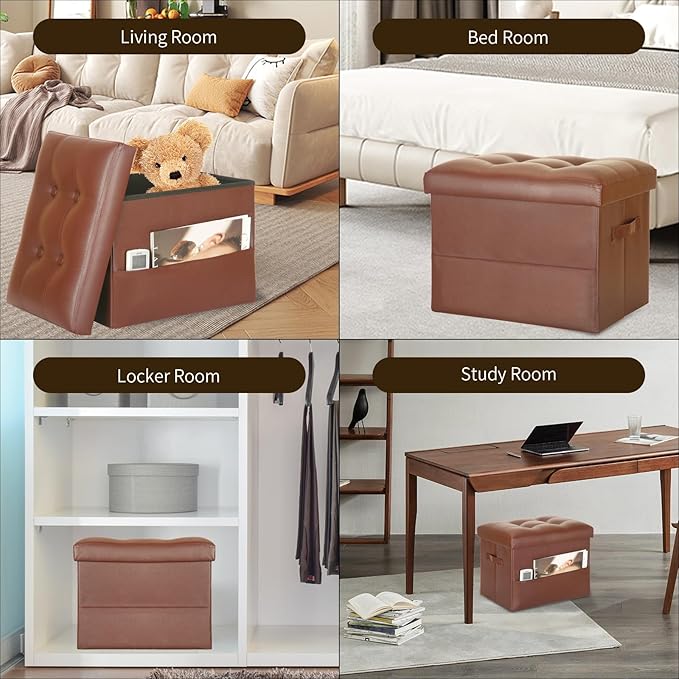 BelugaHelper Storage Ottoman Foot Rest Stool. Folding Ottoman
