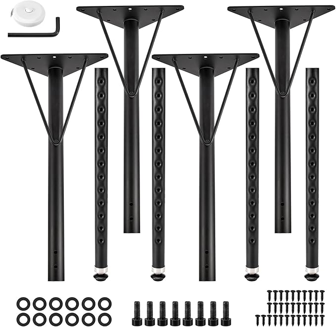 Adjustable Table Legs 19-30 Inch, Heavy Duty Steel Furniture Legs