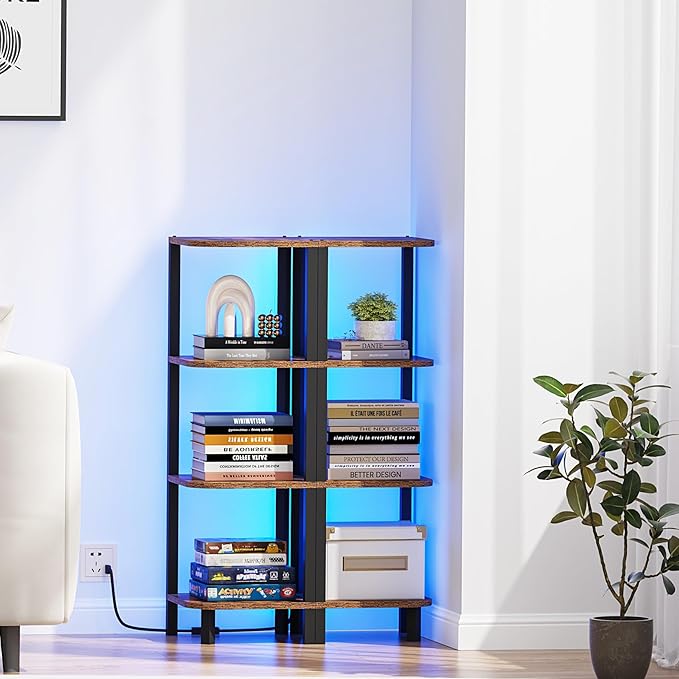 TUTOTAK Corner Shelf, 4-Tier Corner Bookshelf