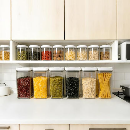 Airtight Pop Top Food Storage Container Sets with Lids 4Pcs Round Pop Containers for Kitchen Pantry Organization BPA-Free Stackable Kitchen Storage Containers for Cereal Flour Sugar (0.6, 1.7qt)*2