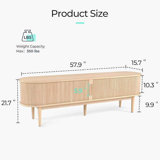 LINSY Home TV Stand for 65" TV, Mid-Century Modern 58" Entertainment Center