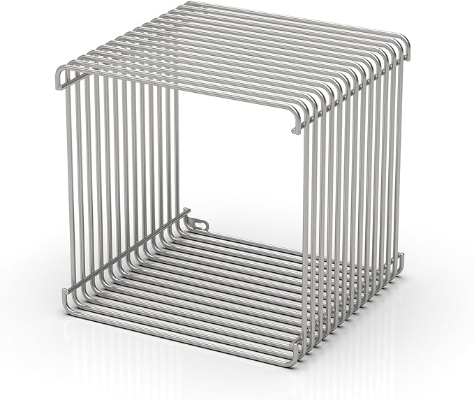 Square Geometry Retro Side Table Prime-Stainless Steel Linear Metal End Table