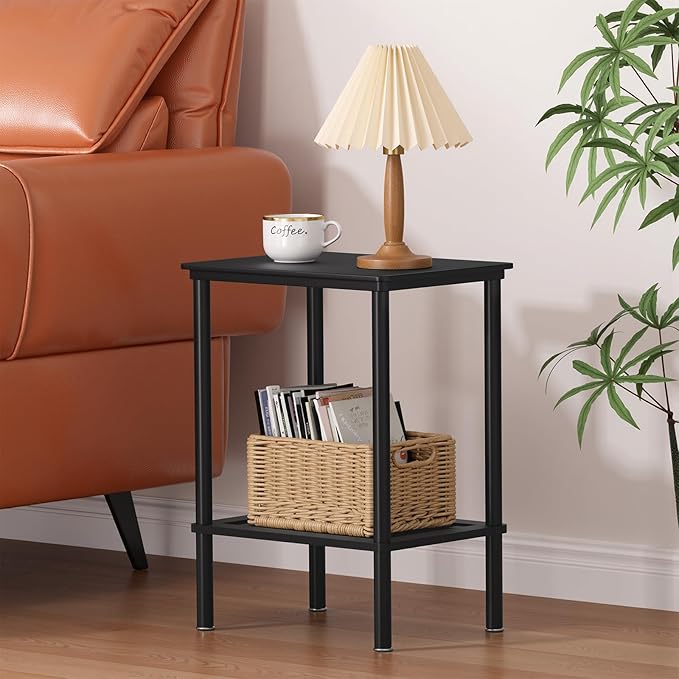 2 Tier Small Side Table, Bedside Table, Narrow Entryway Table, Bamboo End Table