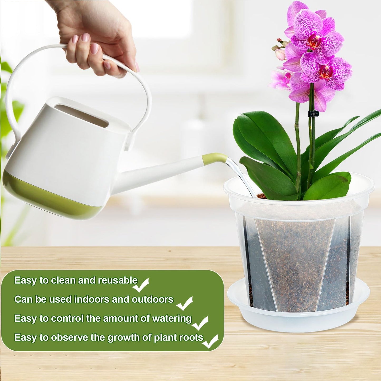 IWNTWY Plant Pots 7/6/4.7 Inch Set of 6, Clear Plastic Nursery Pots with Drainage Holes and Saucers, Flowers Planter Pots for Indoor Outdoor Plants (Variety Size, Clear)