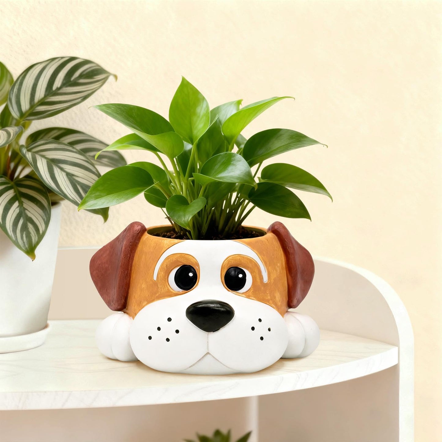 Toparad Dog Resin Planter Pot - Funny Animal Plant Pots for Home Office Decor, Cute Flower Pot with Drainage Hole for Indoor Outdoor Plants, Unique Succulent Pots Gift IdeaI for Plant Lovers