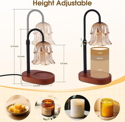 Candle Warmer Lamp Adjustable Timer Electric－Amber Flower Shaped Melting Wax Lamp