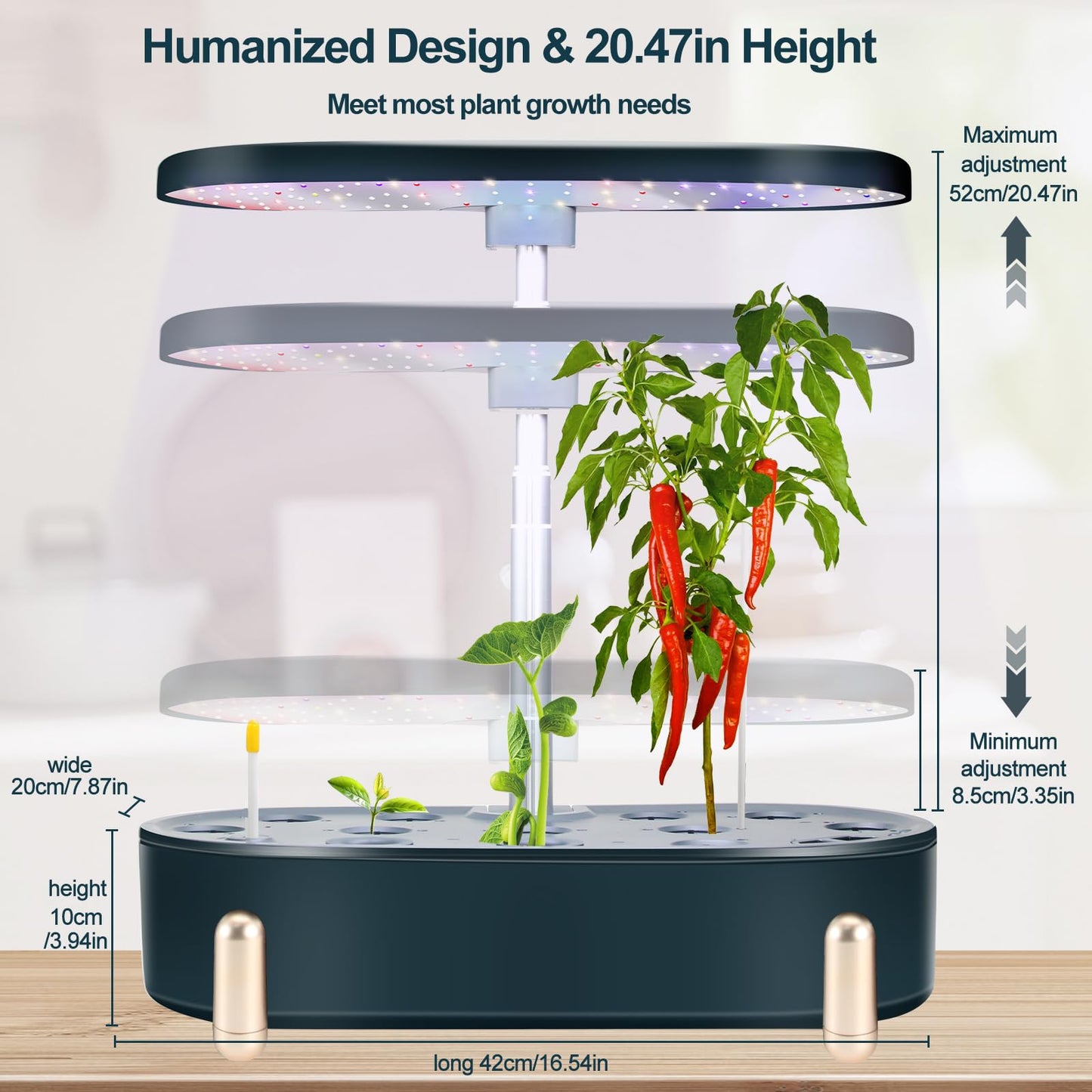 Indoor Garden Hydroponics Growing System12 Pods Plant Germination Kit Aeroponic Herb Vegetable Growth Lamp Countertop with LED Grow Light Hydrophonic Planter Grower Automatic Water Circulation (Green)