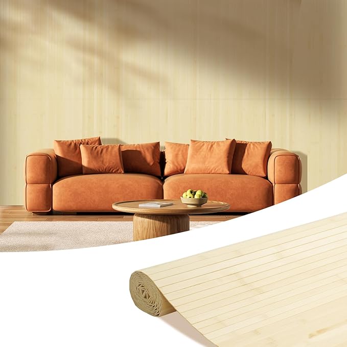 OUZUGIE 1 Pack 96x48 Inch Natural Bamboo Wall Panel – Raw Pole Wrap Paneling