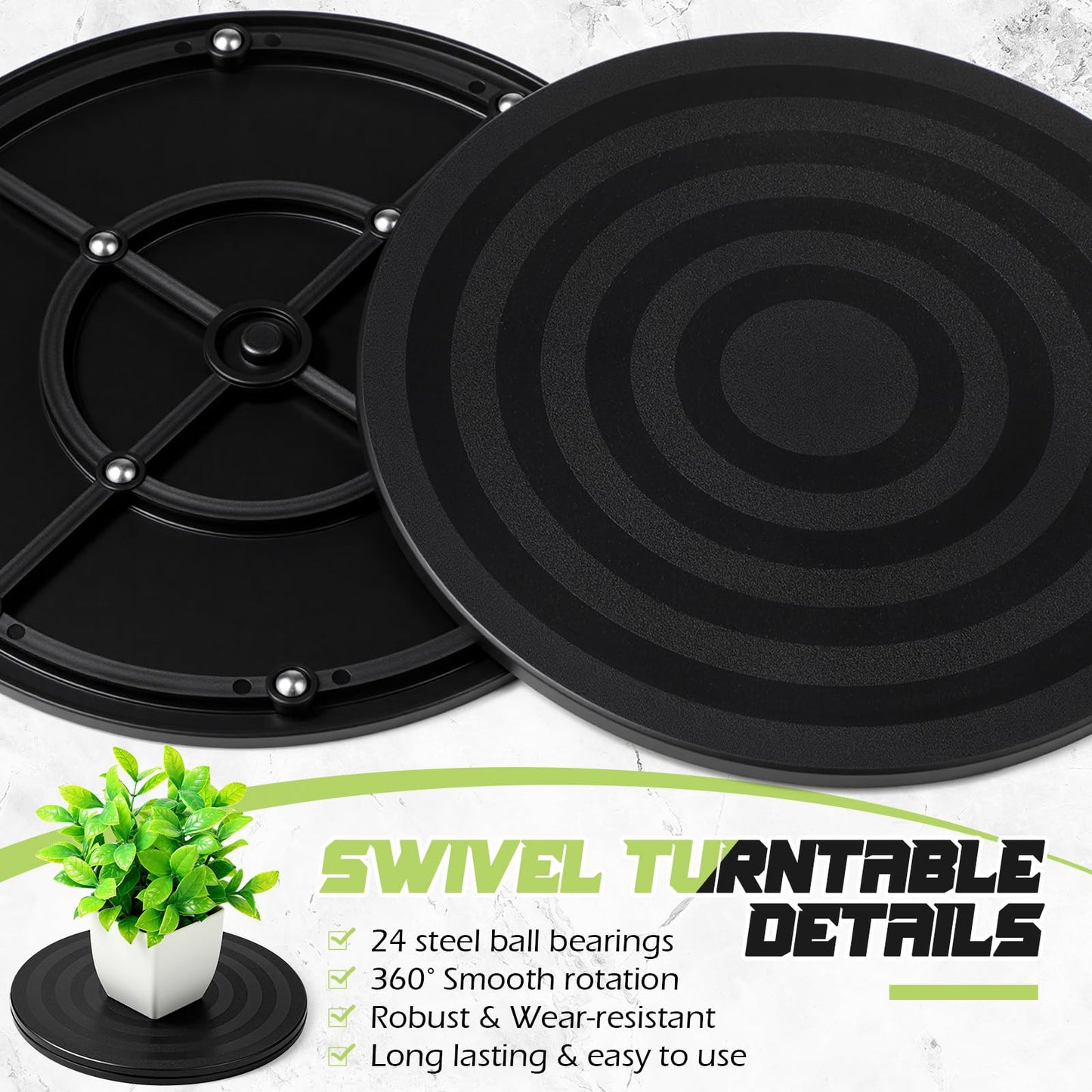 Reallnaive 6 Packs 8 Inch Lazy Susan Turntable Small Heavy Duty Rotating Swivel Stand Lazy Susan with Steel Ball Bearings Stand for Model Base 360˚ Rotation Monitor TV Rotating Plants Turntable