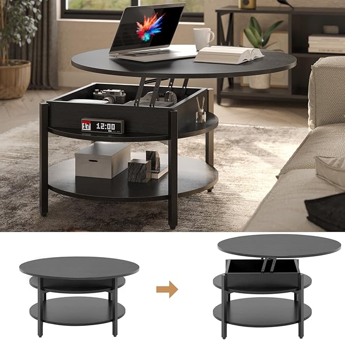 FABATO Round Lift Top Coffee Table