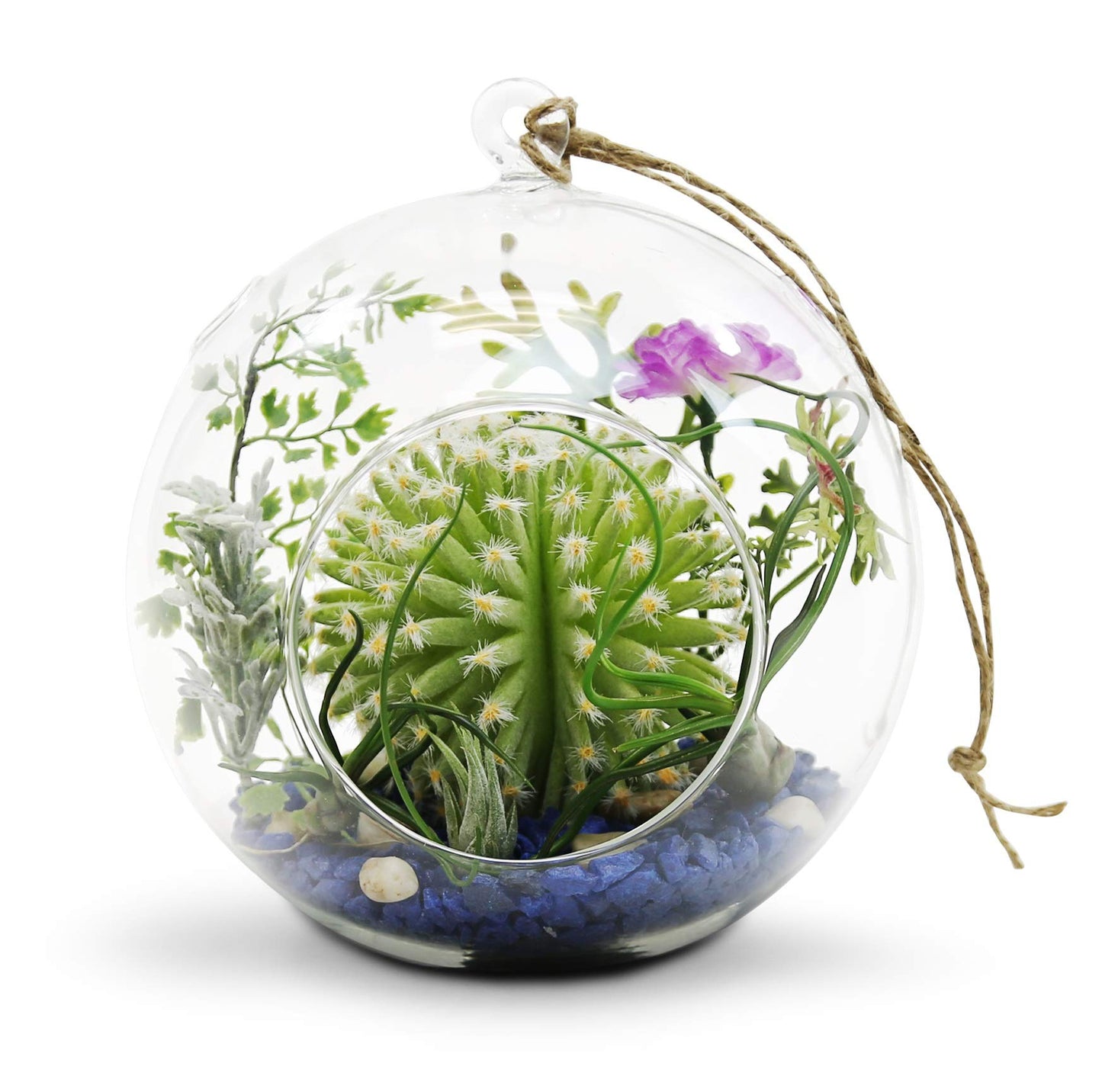 WGVI WGV Hanging Terrarium Globe, Width 7", Height 8", DIY Air Succulent Planter, Clear Glass Vase Orb with Flat Bottom, Candle Holder for Windowsill Outdoor Garden Decor, 1 Piece