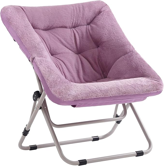 Tiita Comfy Folded Chair, Soft Faux Fur Oversized Folding Accent Chair