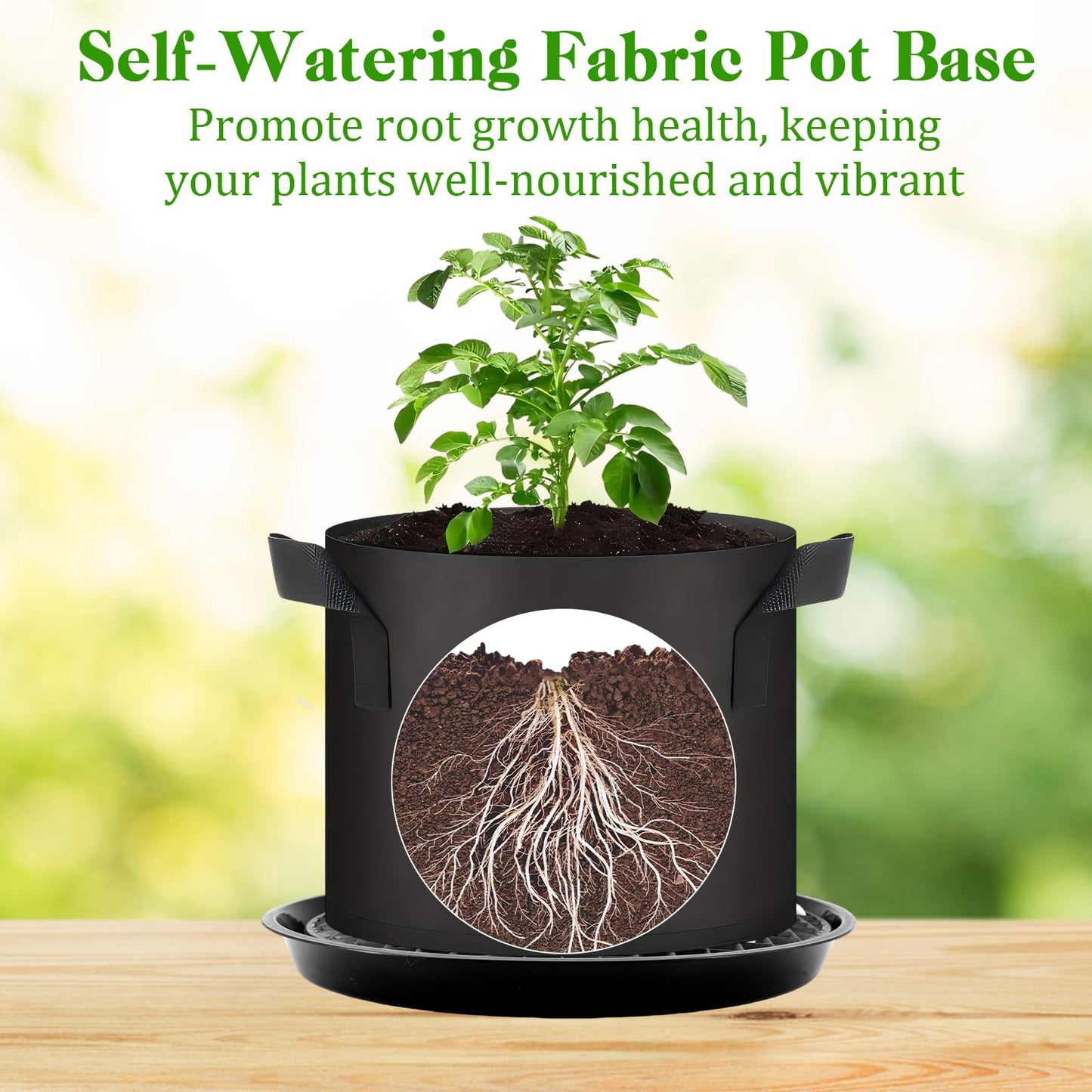 Soleeya 5-Pack 12" Plastic Plant Saucer, Self Watering Pots for Indoor Plants, Bottom Plant Water Catcher Tray, Indoor/Outdoor Greenhouse Garden Auto-Irrigation System for 5 Gallon Fabric Grow Bag