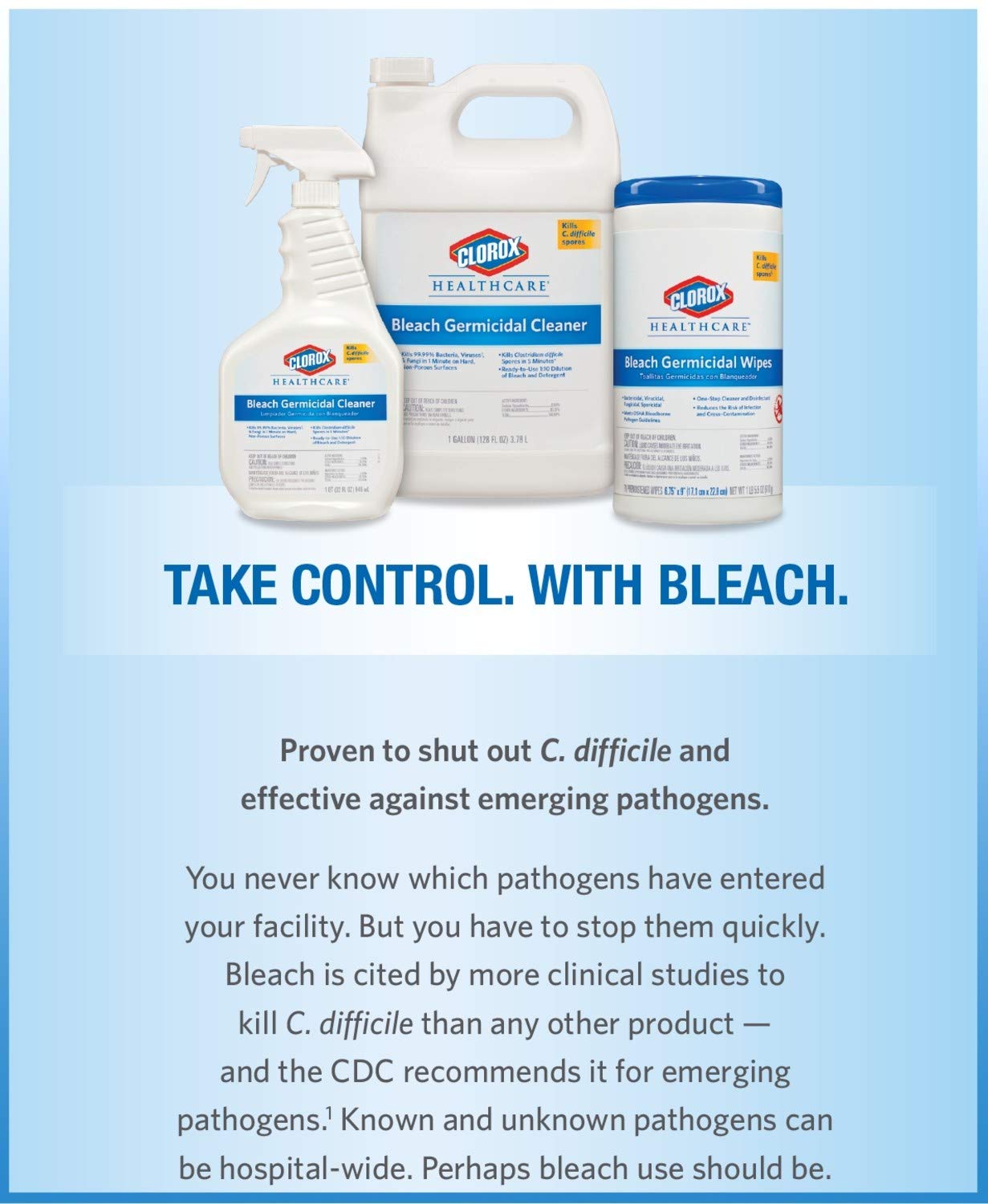 Clorox Healthcare Bleach Germicidal Wipes, 6" x 5", 150 Count Canister (Package May Vary)