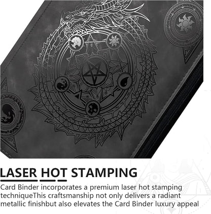 Trading card binder,Ringless Zip laser foiling Binder,540 Double Sided Pocket Collectible Trading Card Albums for YGO,MTG, DTCG,Sport Card, Game Cards (MTG Black)