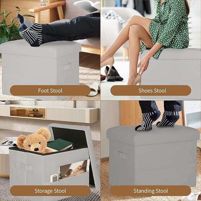 BelugaHelper Folding Storage Ottoman. Foot Rest Stool