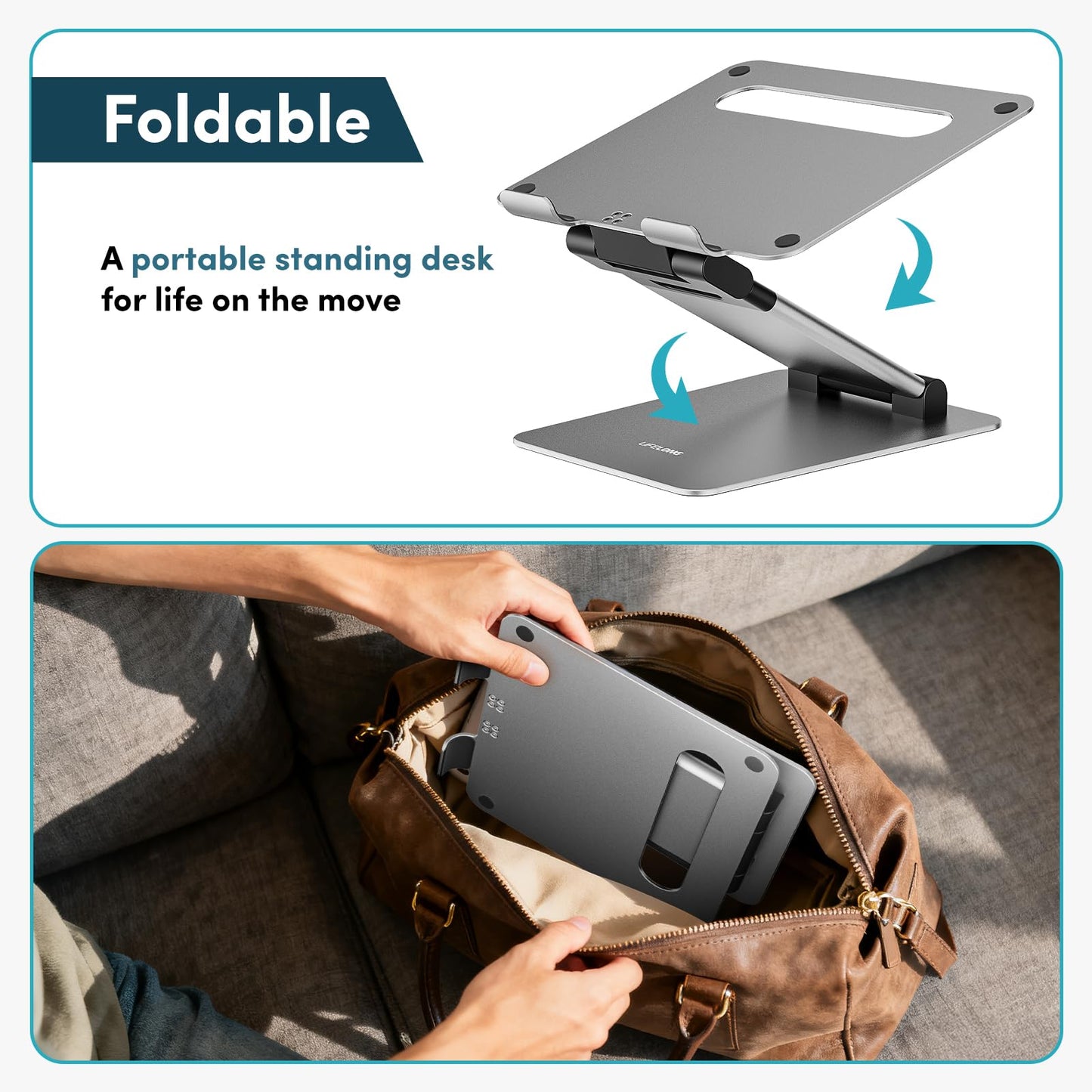 Lifelong Ergonomic Adjustable Laptop Stand for Desk - Height Up to 20" Portable Computer Laptop Riser Holder, Fits All MacBook Air & 10 15 17 Inches Laptops, Back to School Gift for Men & Women