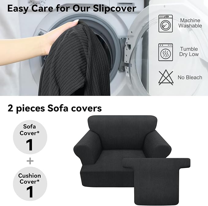 Waterproof Chair Cover with Arms 2-Piece Set Striped Slipcover