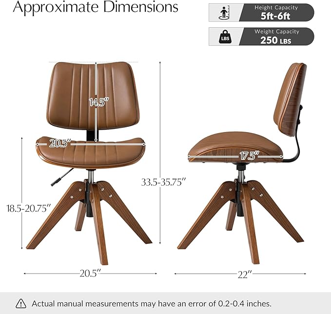 HULALA HOME Faux Leather Home Office Chair