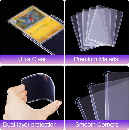 2000 Packs Card Sleeves Top Loaders for Cards,3"X4" Baseball Card Protectors Toploaders,Hard Plastic Card Holder for Trading Sports Football Game Cards (1000 Hard Sleeves+1000 Penny Sleeves)