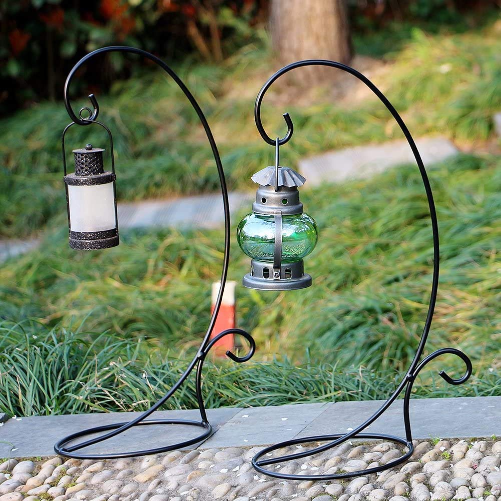 E-view Ornament Display Stand Set of 2 - Metal Stand Flower Pot Holder Rack for Hanging Glass Globe Air Plant Terrarium, Lantern, Witch Ball - Iron Home Wedding Decoration (18")