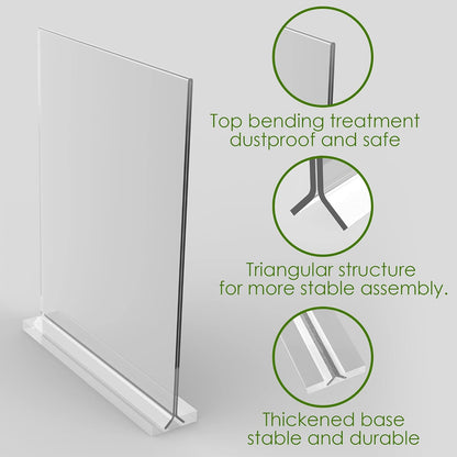 newnewshow Acrylic Sign Holder 5.5x8.5 Inch 3 Pack Vertical T Shape Double-Sided Desktop Display Holder. (Optional 8.5x11 8.5x5.5 5x7 Horizontal and Vertical)