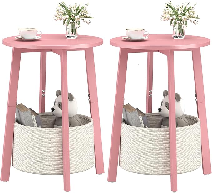 sthmec Small Round Side End Table Set of 2