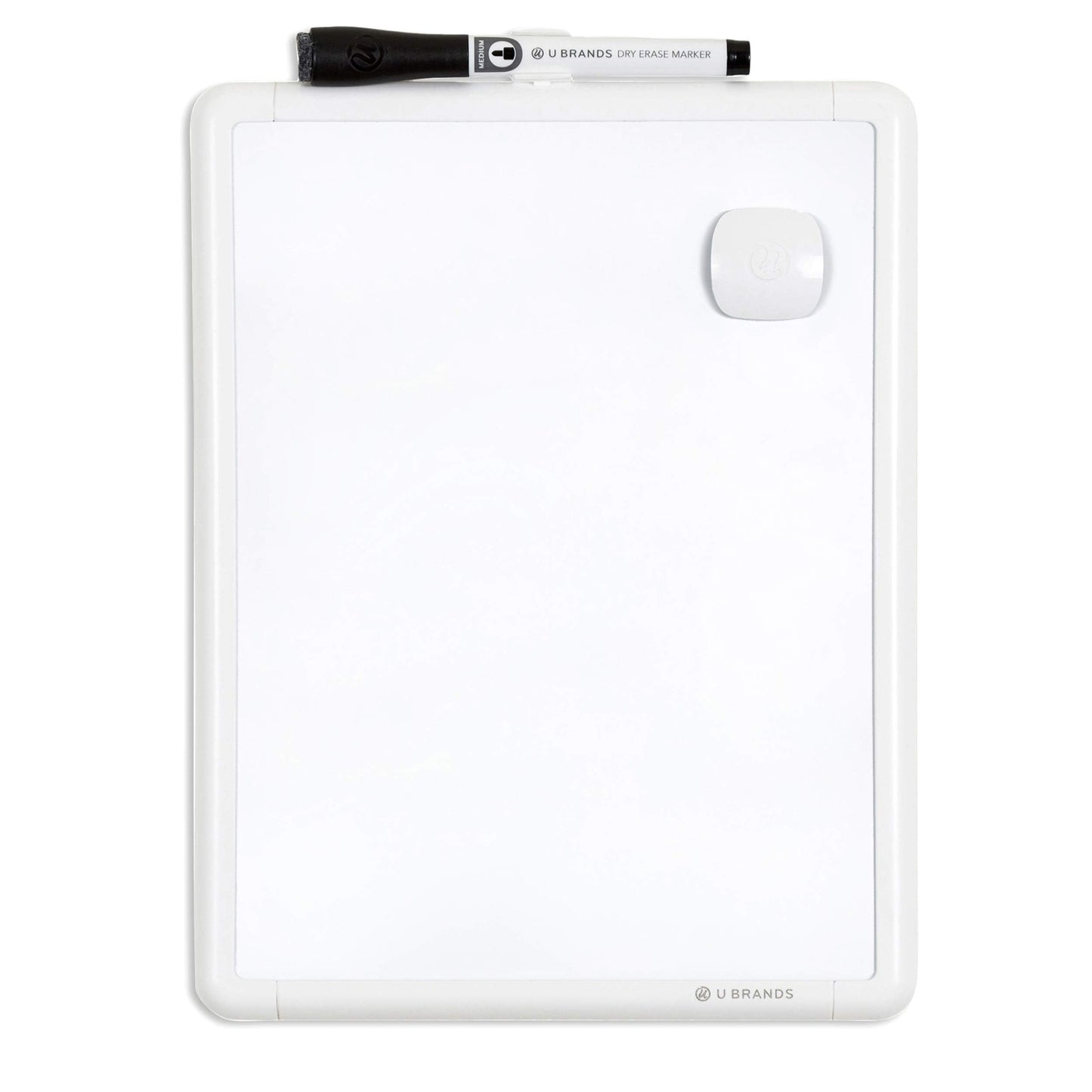 U Brands Contempo Magnetic Small Whiteboard, 8.5” x 11”, White Modern Frame, Mini White Board for Students, Fridge and Locker Dry Erase Board, Includes Marker & Magnet