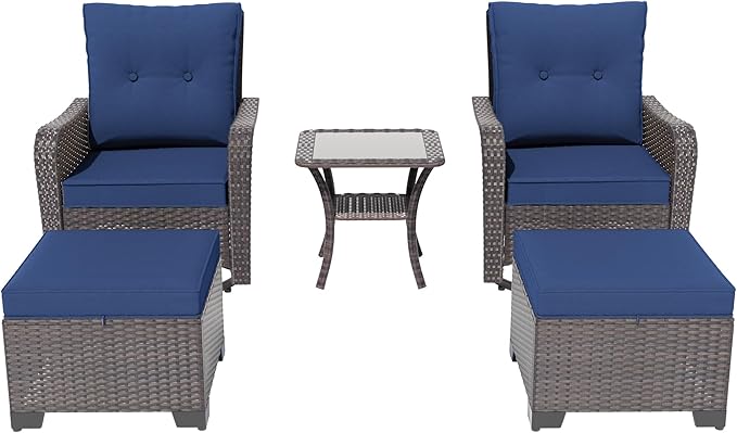 ALAULM 5-Piece Outdoor Swivel Rocking Chair Set