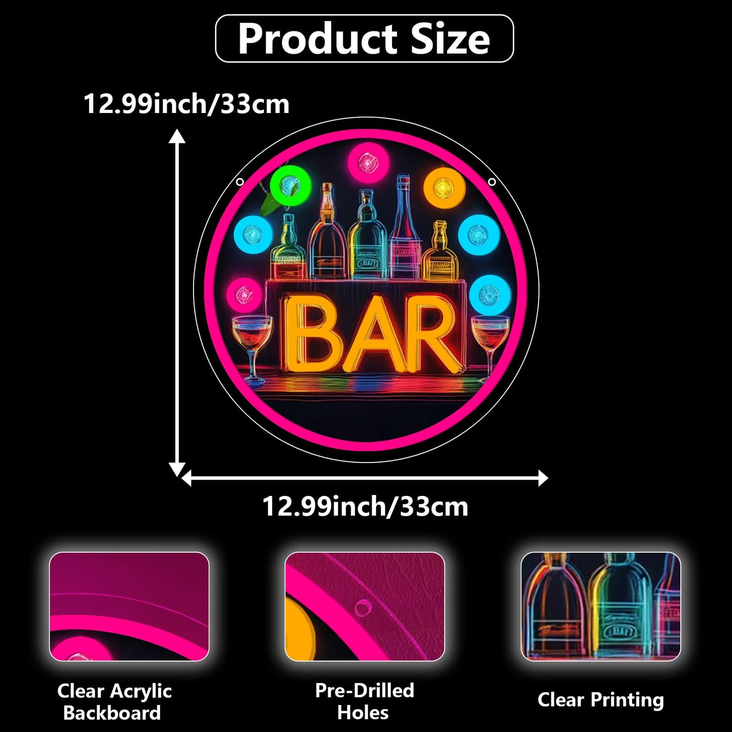 Neon Bar Signs for Home Bar, Bar Led Neon Sign for Man Cave Room Decor Pub Cocktails Party - Best Gifts for Husband, Father, Boyfriend, Whiskey and Beer Lover