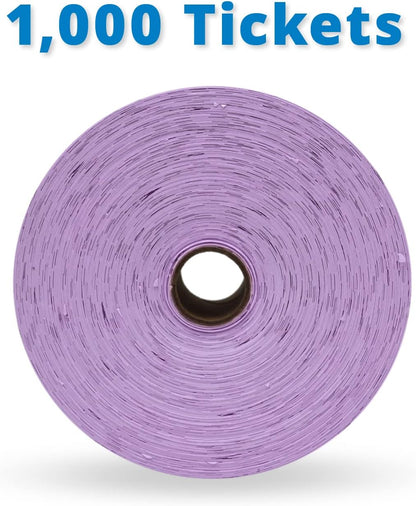 INDIANA TICKET CO. 1,000 Purple Raffle Tickets Double Roll, Premium Quality 50/50 Raffle Tickets, Tickets for Events, Carnivals, Door Prizes, Drinks and More