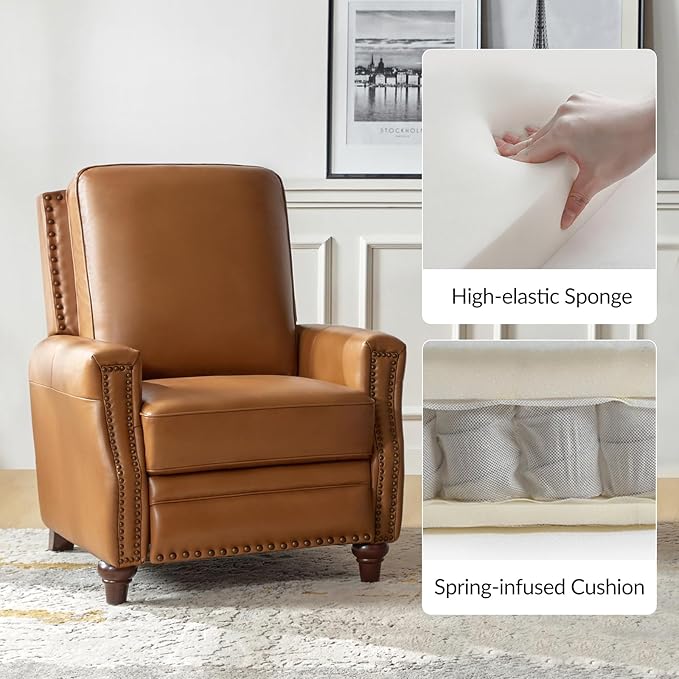 HULALA HOME Genuine Leather Manual Recliner Chairs Set of 2