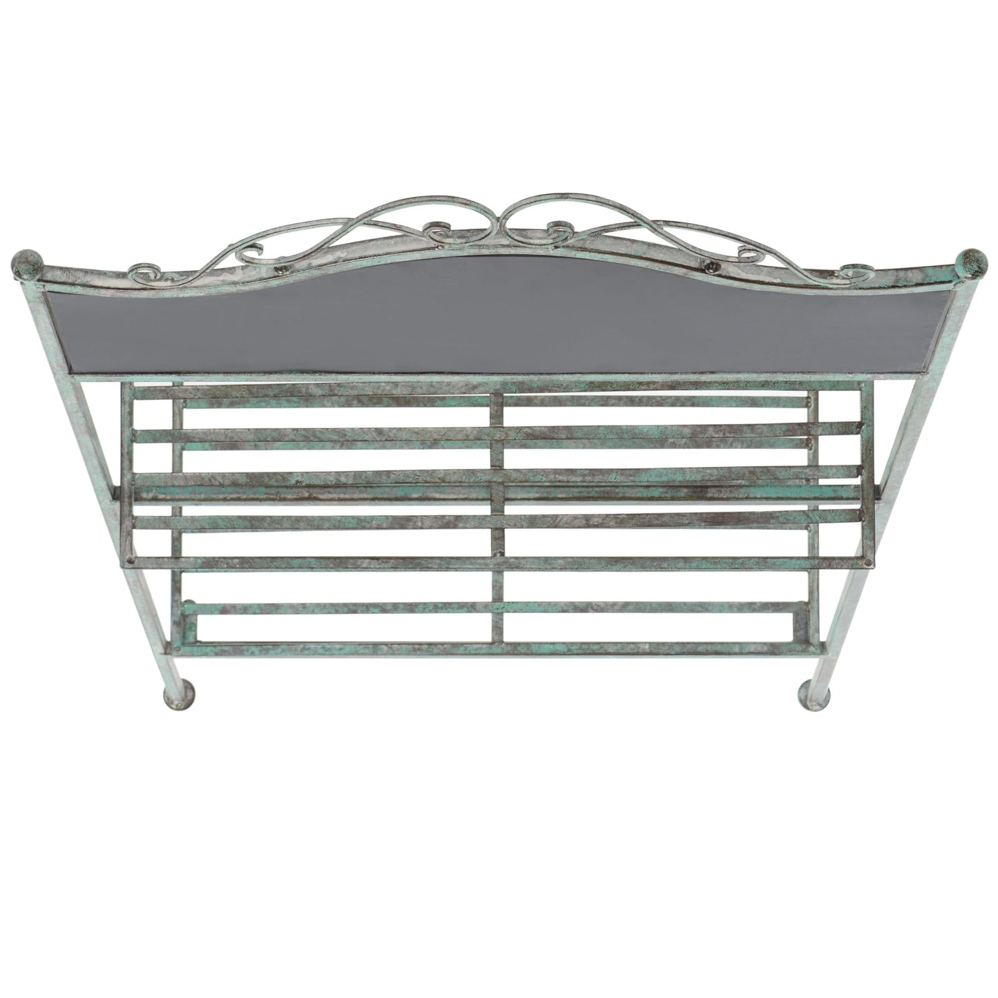 SAFAVIEH Outdoor Collection Natum Victorian Antique Dark Green Wrought Iron Plant Stand