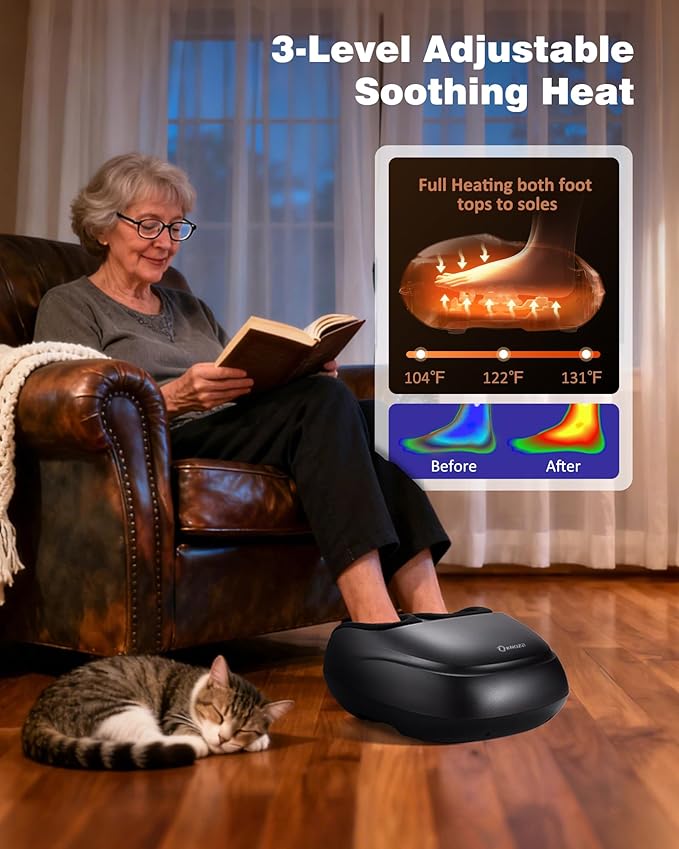 KNQZE Foot Massager Machine with Heat, Shiatsu Deep Kneading Foot Massager with Remote, Compression, Multi-Massage Modes, Auto-Off Timers, Valentines Day Gifts for Women Men