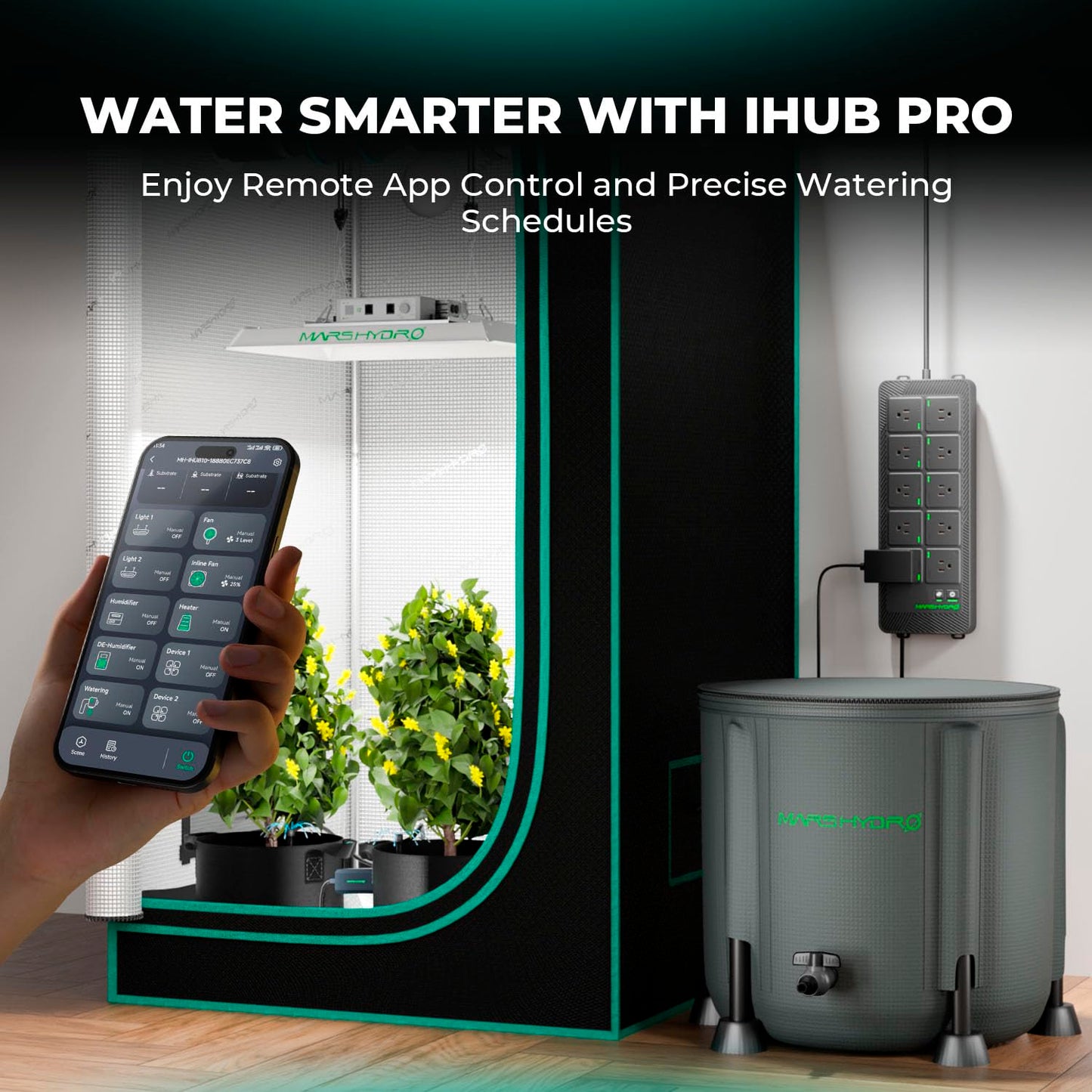 MARS HYDRO Auto Drip Irrigation Kits with 13 Gallon Foldable Bucket, 24W Upgraded Water Pump, 8 Drip Emitters, Garden Watering System for Grow Tent Indoor, Lawn, Greenhouse, Yard