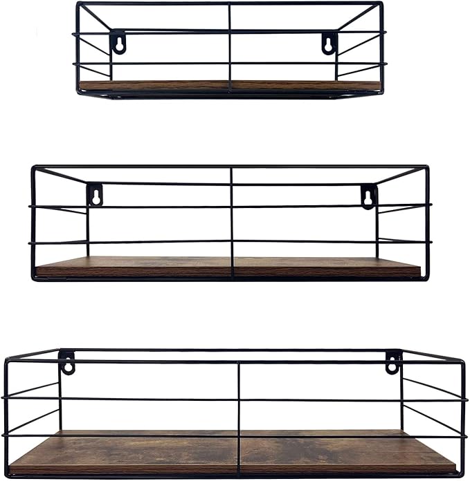 CRUGLA Floating Shelves Wall Mounted Set of 3, Hanging Storage Wall Shelf