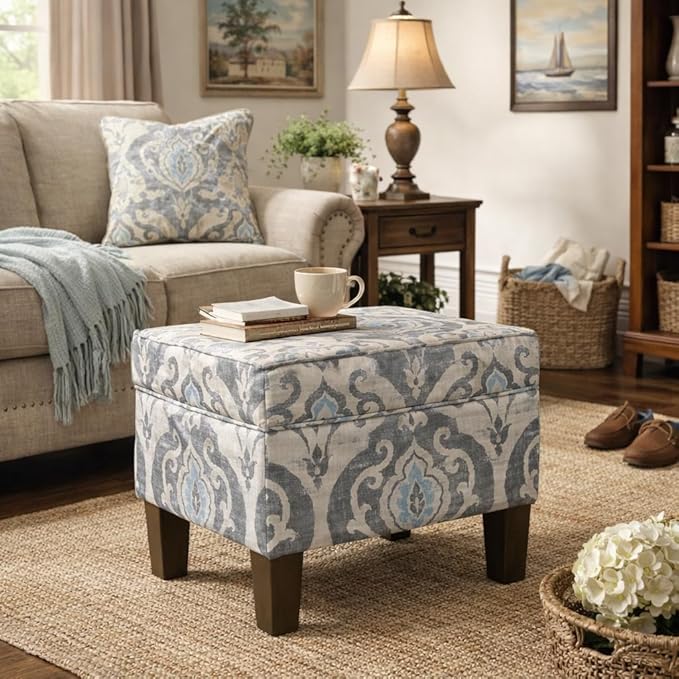 Homepop Home Decor |K7646-A750 | Upholstered Modern Rectangular Storage Ottoman