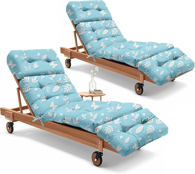 2 Pcs Outdoor Chaise Lounge Chair Cushion 75.1 x 22.8 x 4.7 Inches 100%