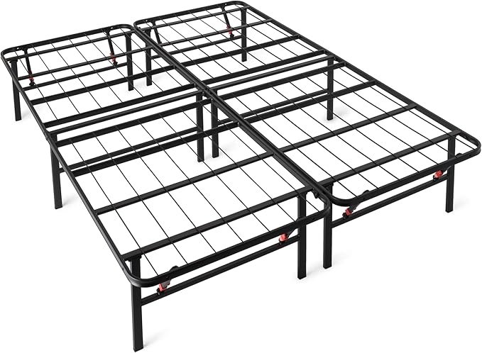 Amazon Basics Bed Frame with Storage, Foldable Metal Platform, Sturdy Steel